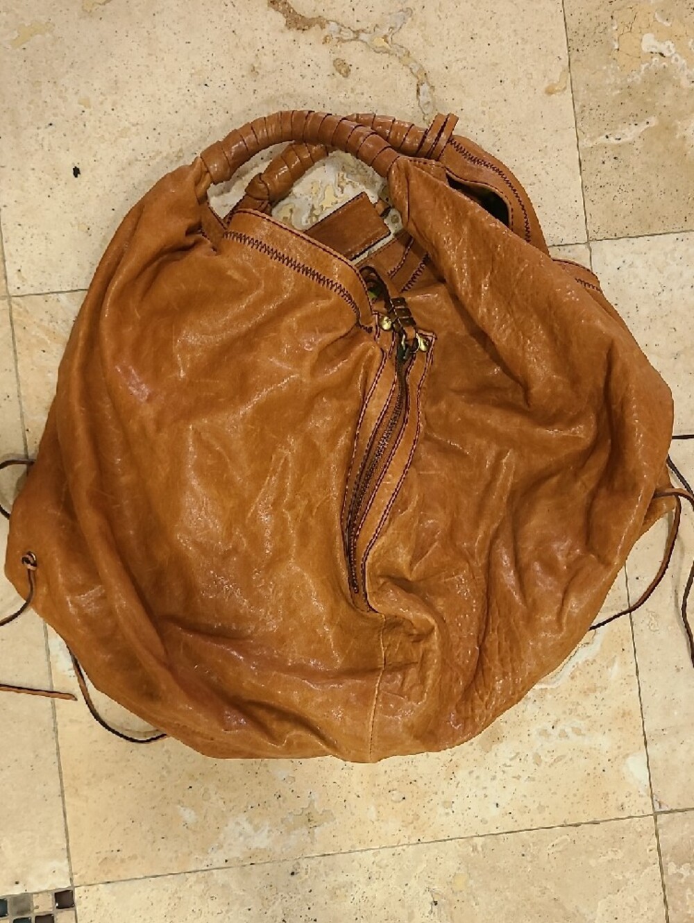 orYANY Cognac Leather Braided-Handle Hobo - Picture 5 of 12